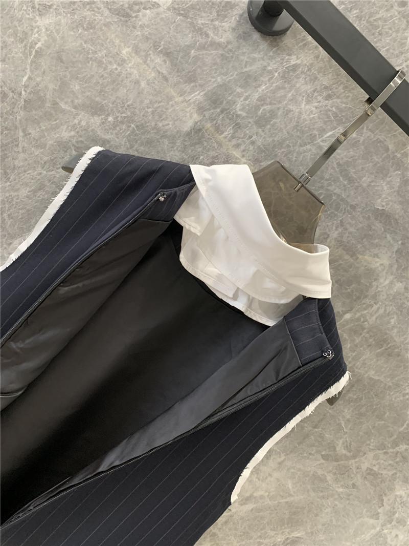 M1um1u shirt collar vertical striped sleeveless dress replica clothing