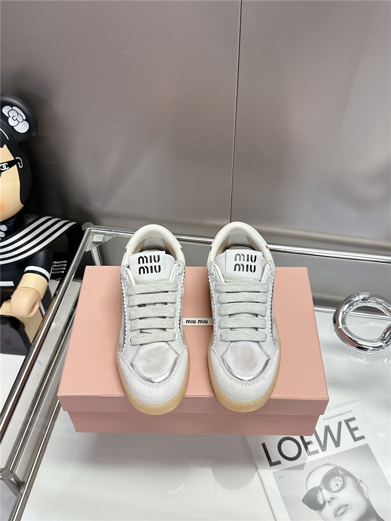 Miu Miu Bleached Leather Sneakers