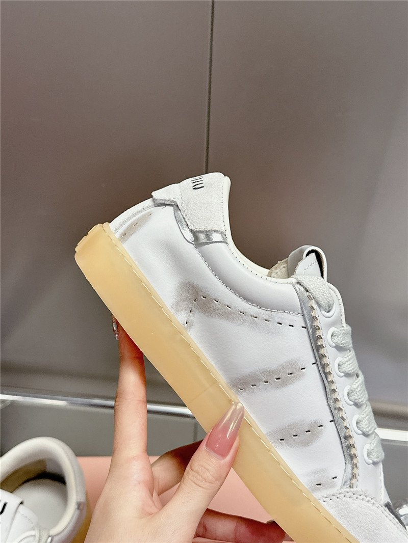Miu Miu Bleached Leather Sneakers