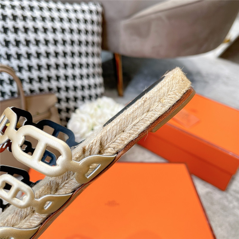 H**me5 ancone gold nappa leather espadrilles