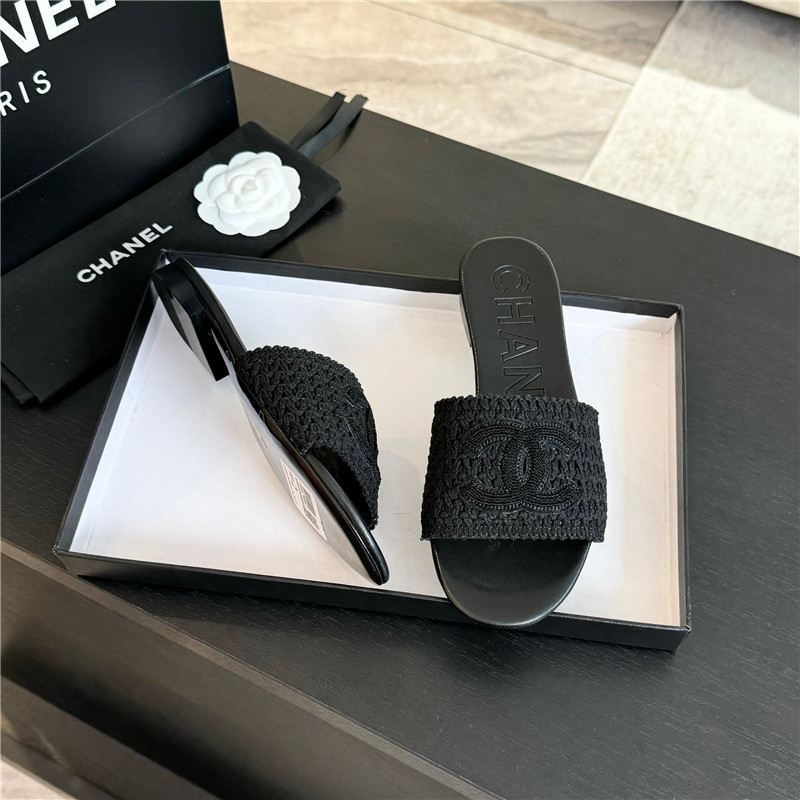 Ch**el black crochet mule sandals