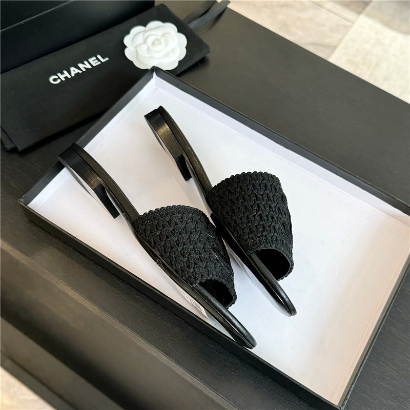 Ch**el black crochet mule sandals