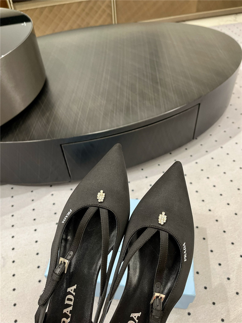 Pra*a satin cut-out ballerinas in black