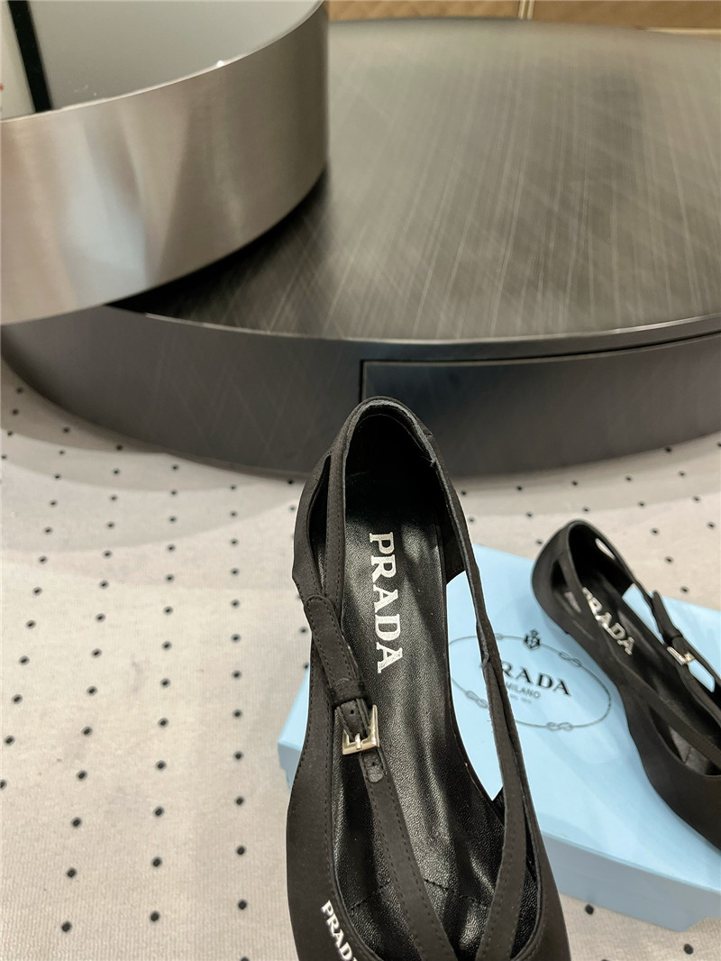 Pra*a satin cut-out ballerinas in black