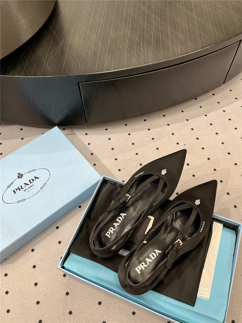 Pra*a satin cut-out ballerinas in black