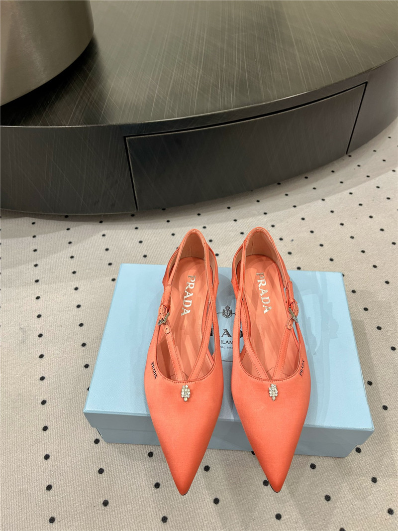 Pra*a satin cut-out ballerinas in orange
