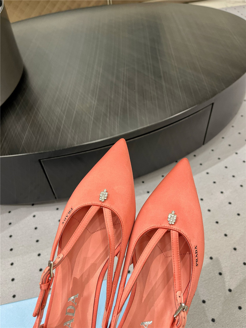 Pra*a satin cut-out ballerinas in orange