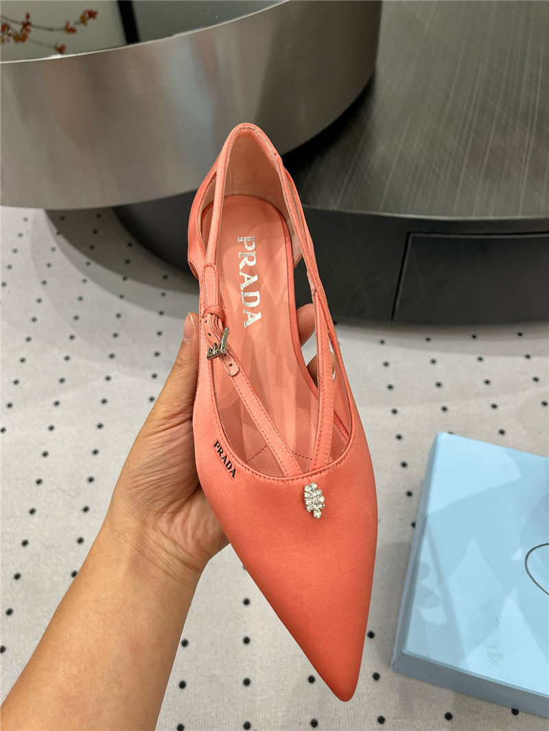 Pra*a satin cut-out ballerinas in orange