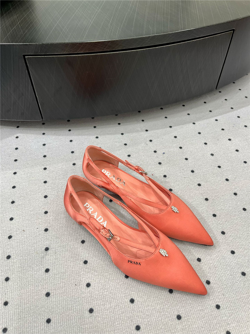 Pra*a satin cut-out ballerinas in orange