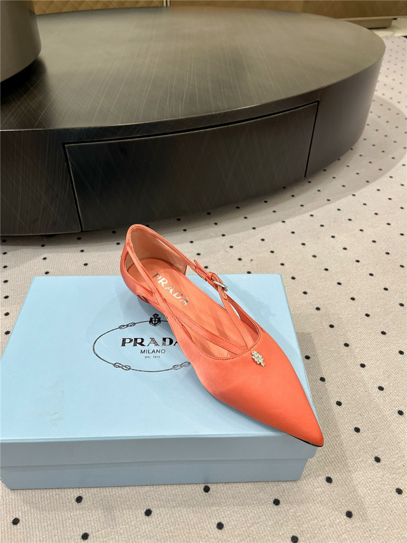 Pra*a satin cut-out ballerinas in orange