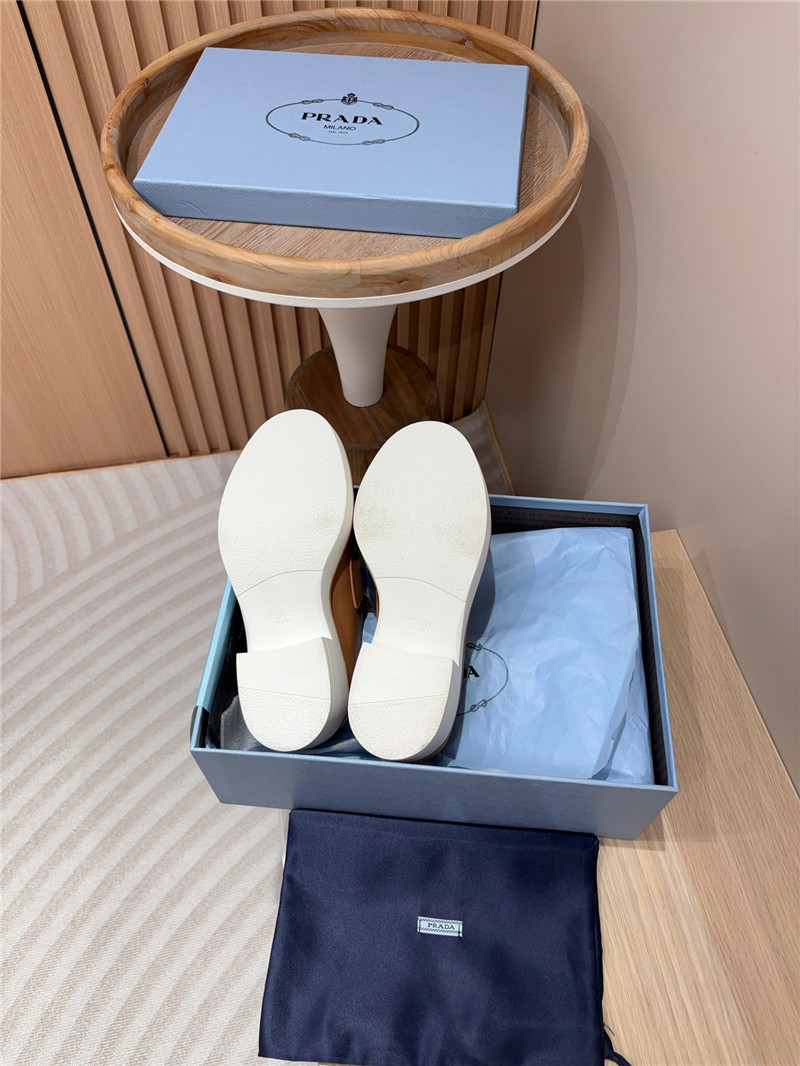 Pra*a beige double chocolate leather loafers