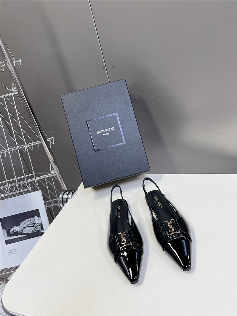Sa1nt Lau*nt babylone slingback flats in black patent leather