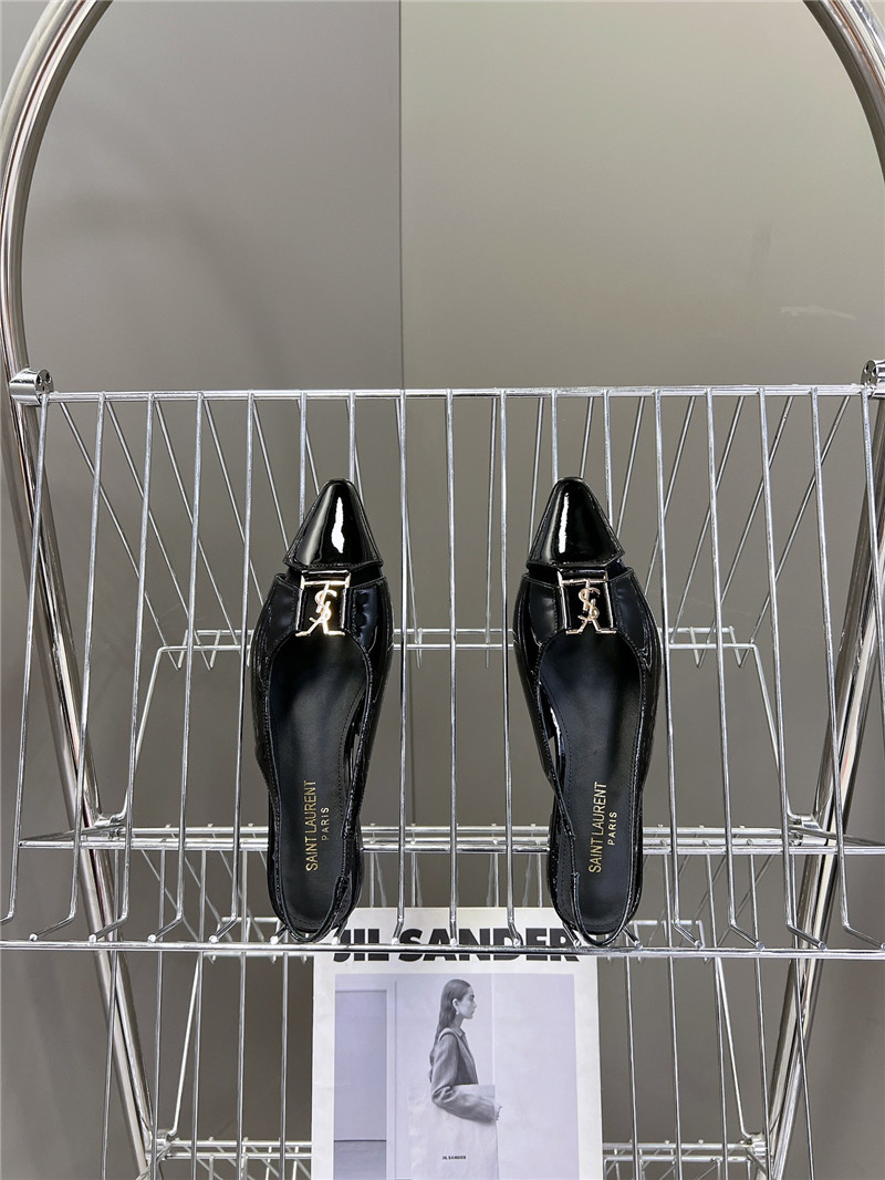 Sa1nt Lau*nt babylone slingback flats in black patent leather