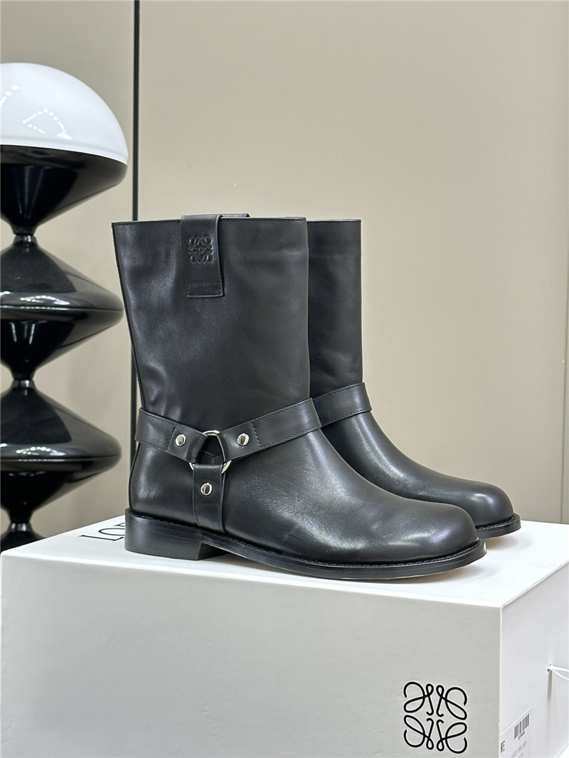 L0ew* campo biker boots in black calfskin