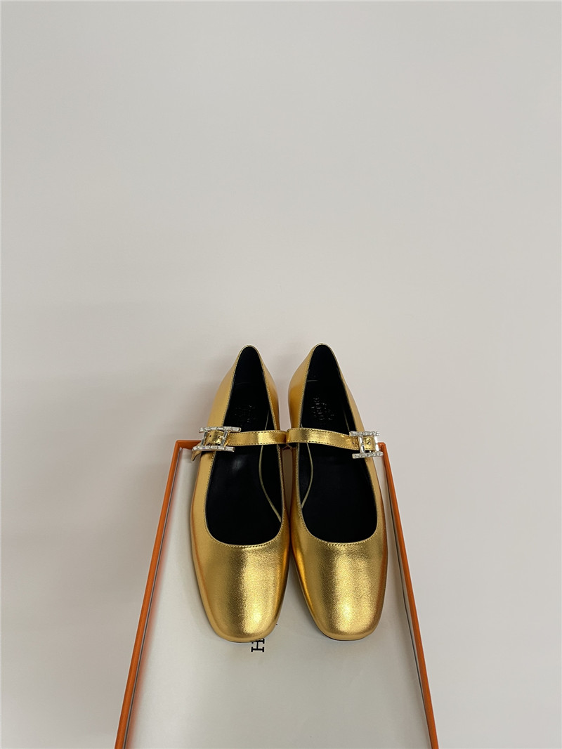 H**me5 jane ballet flats in gold goatskin