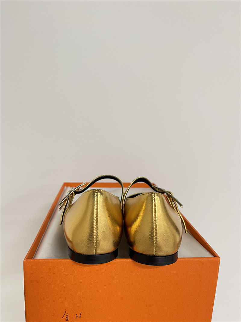 H**me5 jane ballet flats in gold goatskin