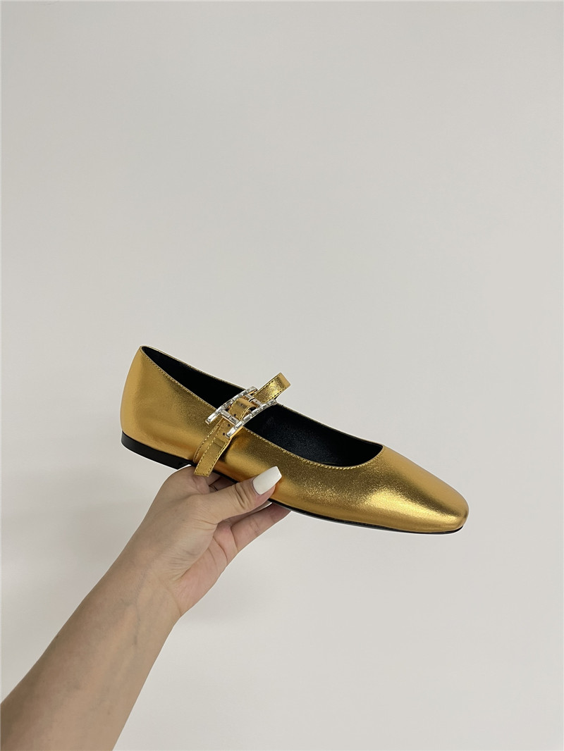 H**me5 jane ballet flats in gold goatskin