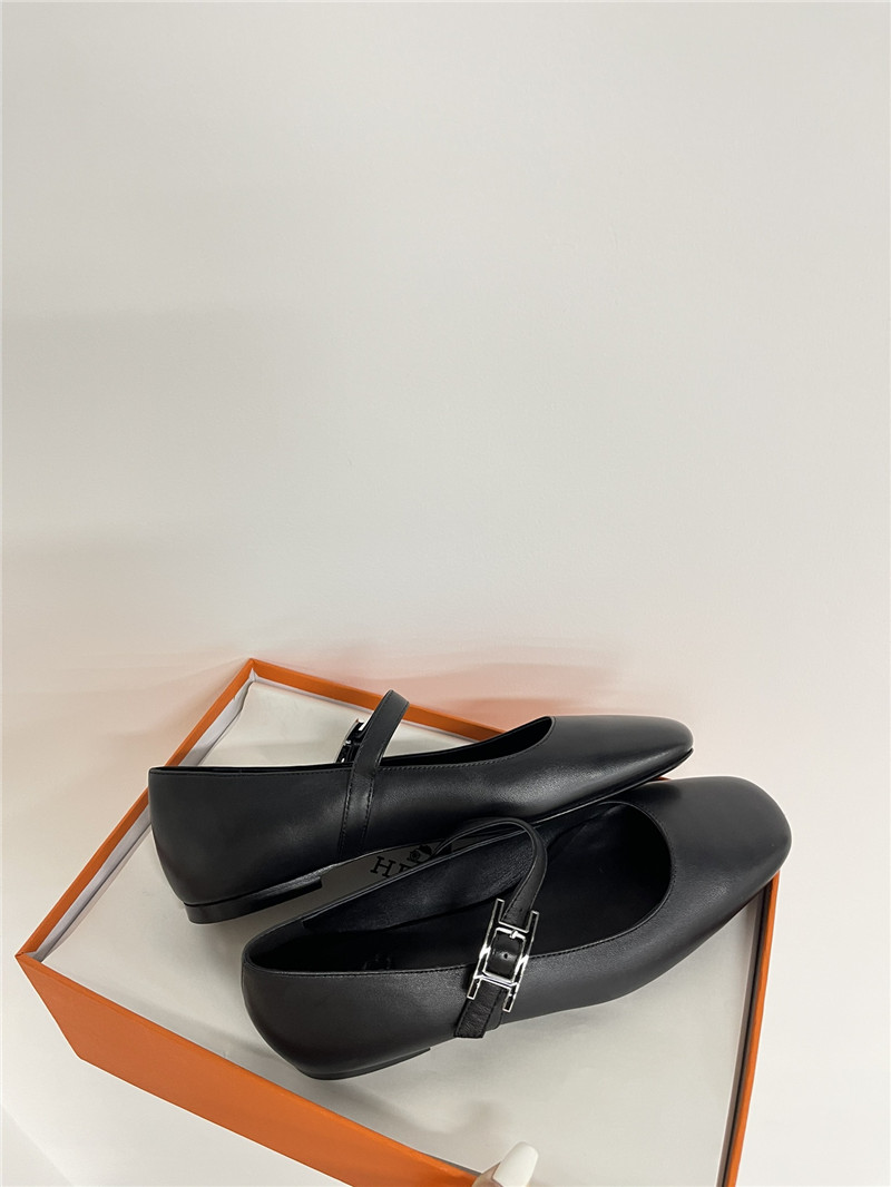 H**me5 jane ballet flats in black goatskin