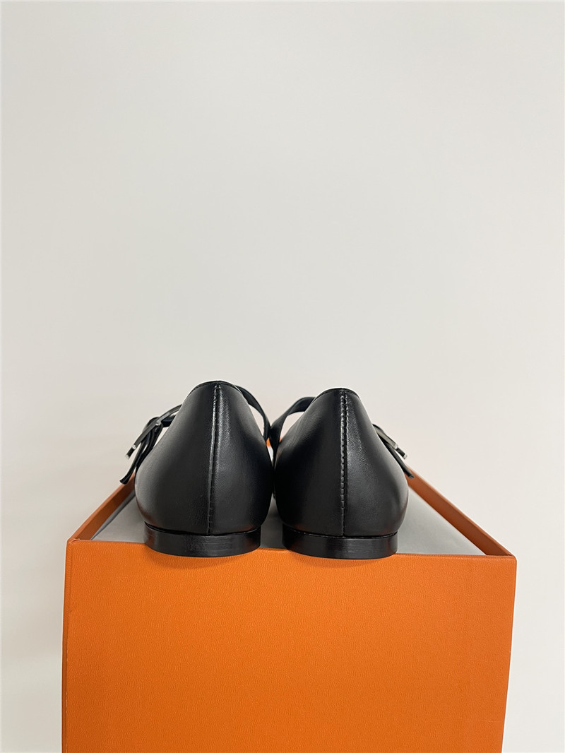 H**me5 jane ballet flats in black goatskin