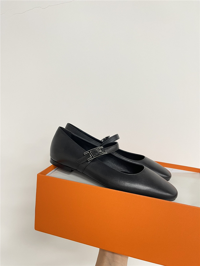 H**me5 jane ballet flats in black goatskin