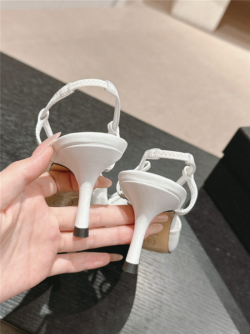 Ch**el white and black bowknot pointed slingback pumps