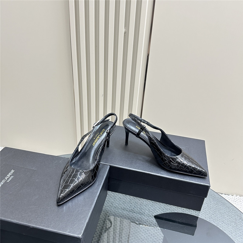Sa1nt Lau*nt vendome slingback pumps in black croco leather