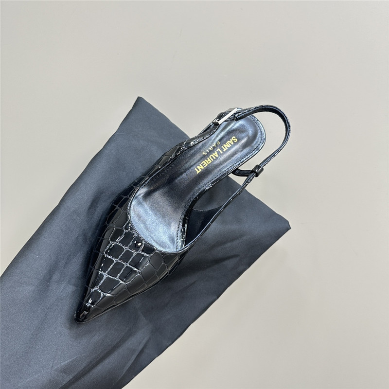 Sa1nt Lau*nt vendome slingback pumps in black croco leather