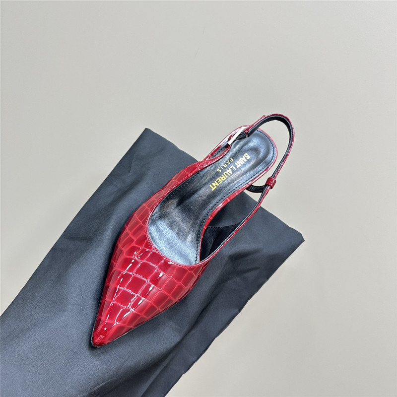 Sa1nt Lau*nt vendome slingback pumps in burgundy croco leather