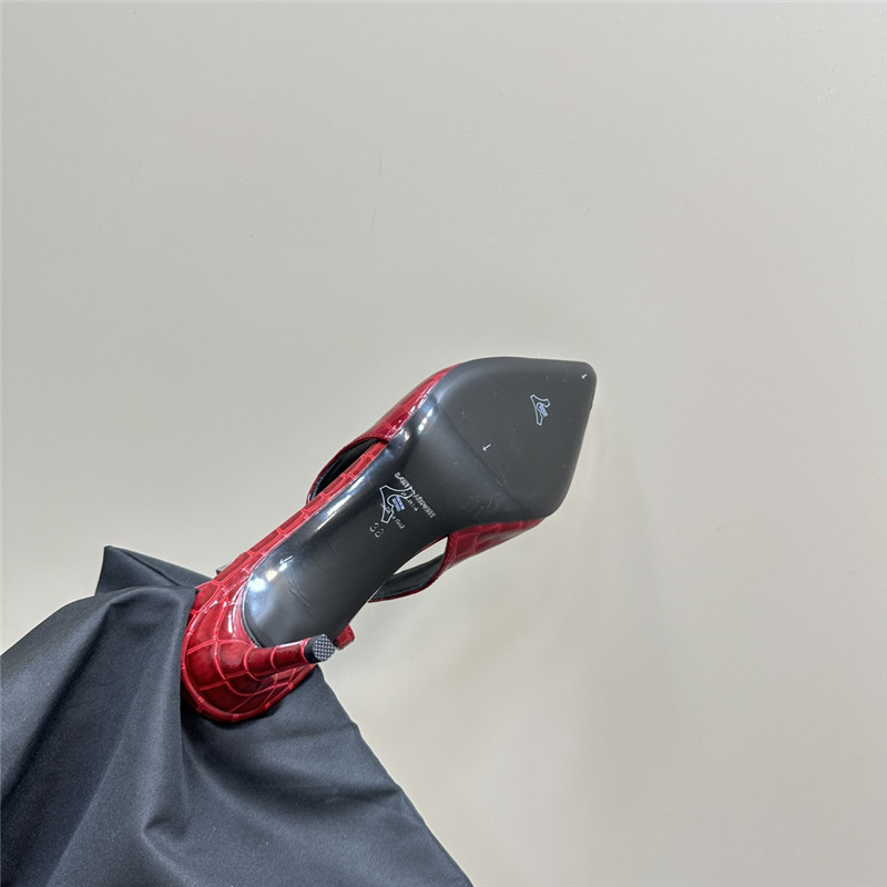 Sa1nt Lau*nt vendome slingback pumps in burgundy croco leather