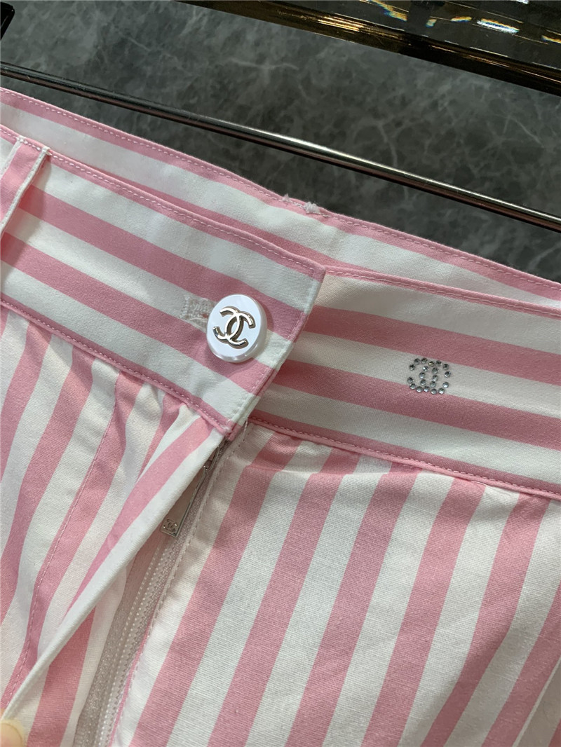 Ch**el striped wide-leg trousers replica clothes