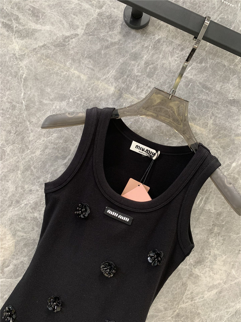 M1um1u beaded flower slim fit vest replicas clothes