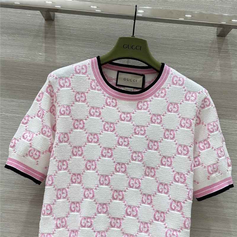 Gvc*1 all over gg knit short sleeve top replica d&g clothing