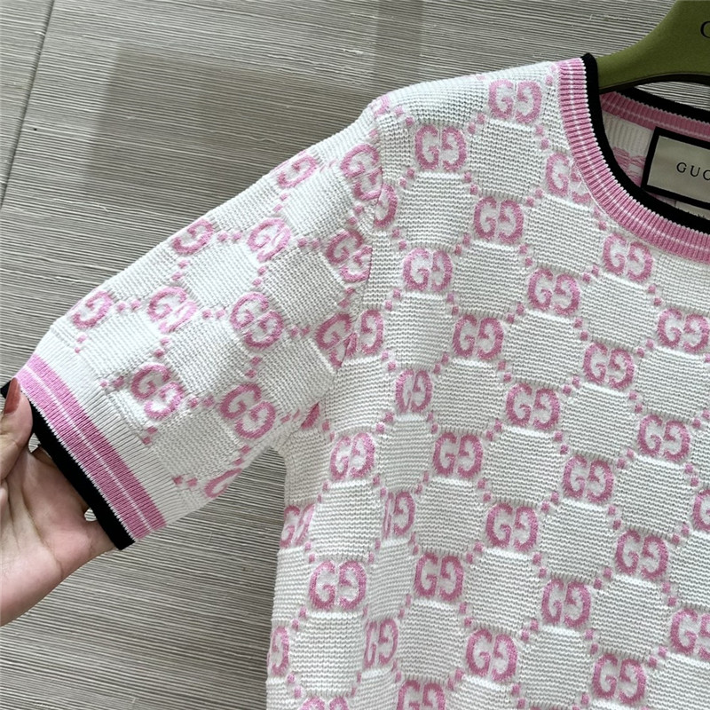 Gvc*1 all over gg knit short sleeve top replica d&g clothing