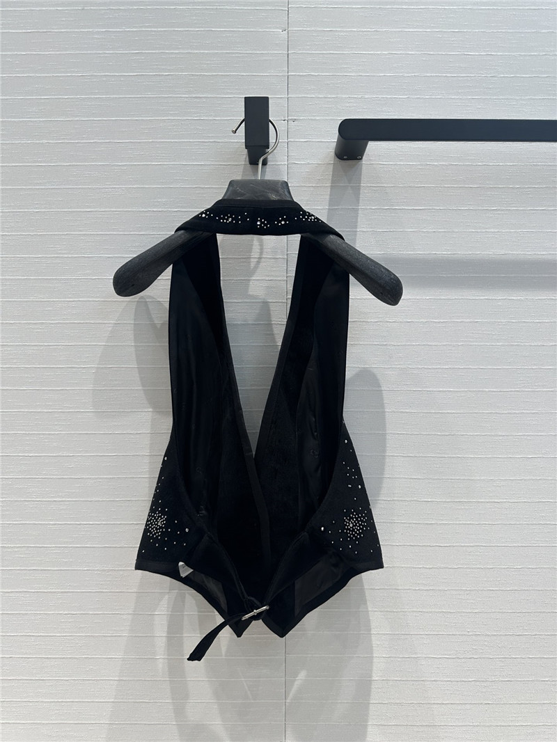 d10r hot D1am0nd velvet halter neck vest replica clothing