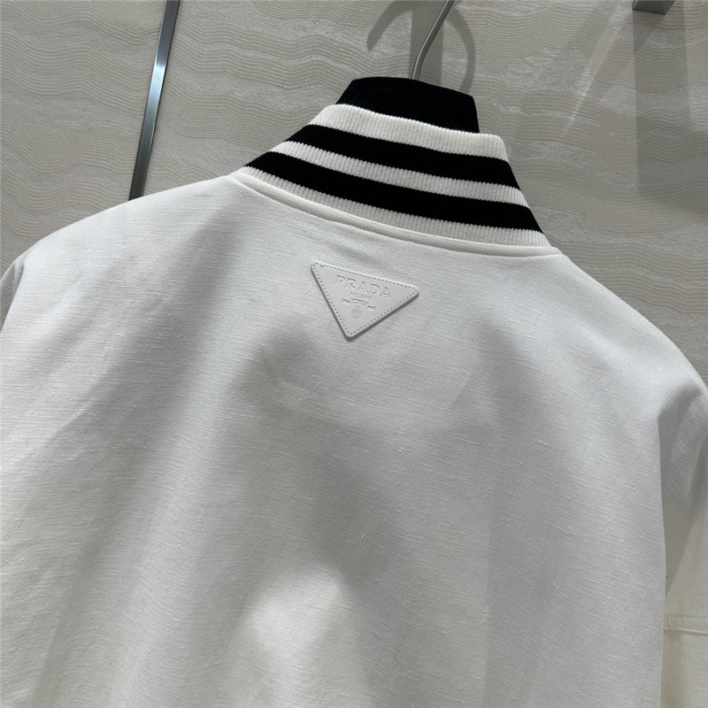 Pra*a ribbed baseball jacket replica clothing sites