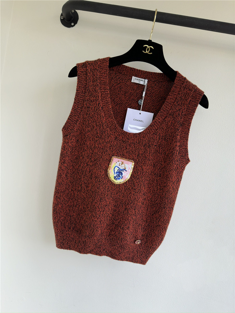 Ch**el embroidered sequined vest replica designer clothes