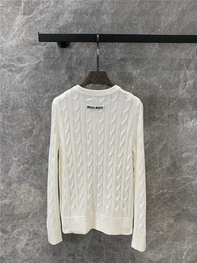 M1um1u round neck knitted cardigan replica clothes