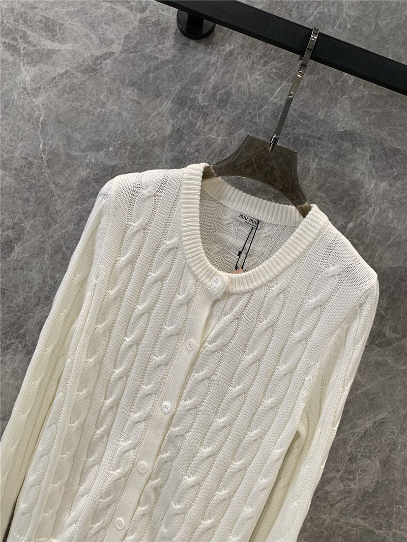 M1um1u round neck knitted cardigan replica clothes