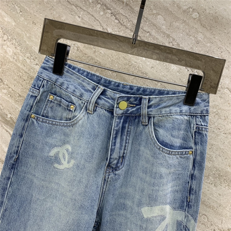 ch**el hot D1am0nd print straight jeans replicas clothes