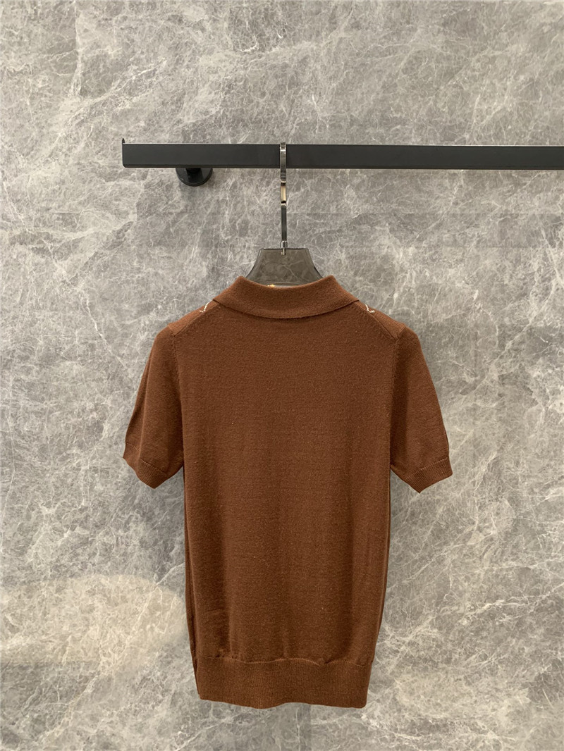 M1um1u tea green knitted short-sleeved top replica clothes