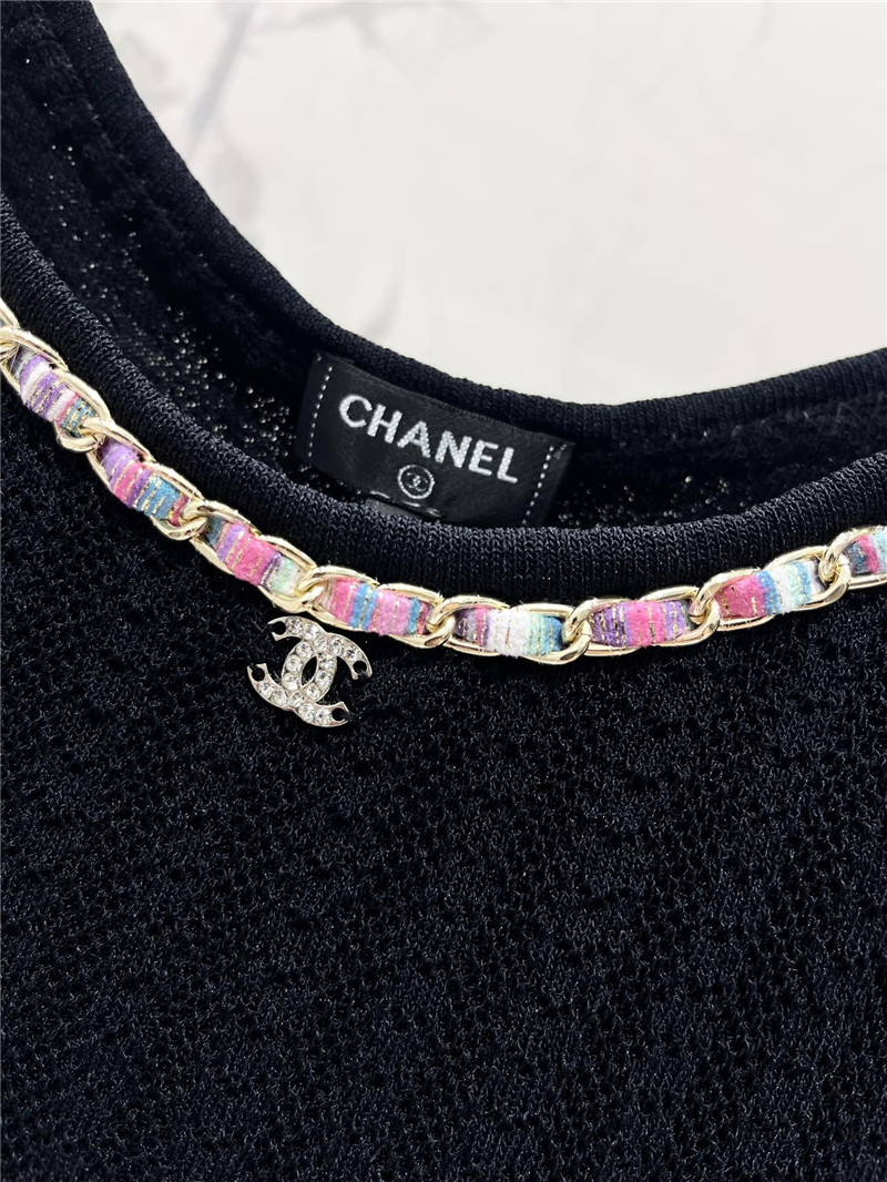 Ch**el double c color chain knitted camisole replica clothes