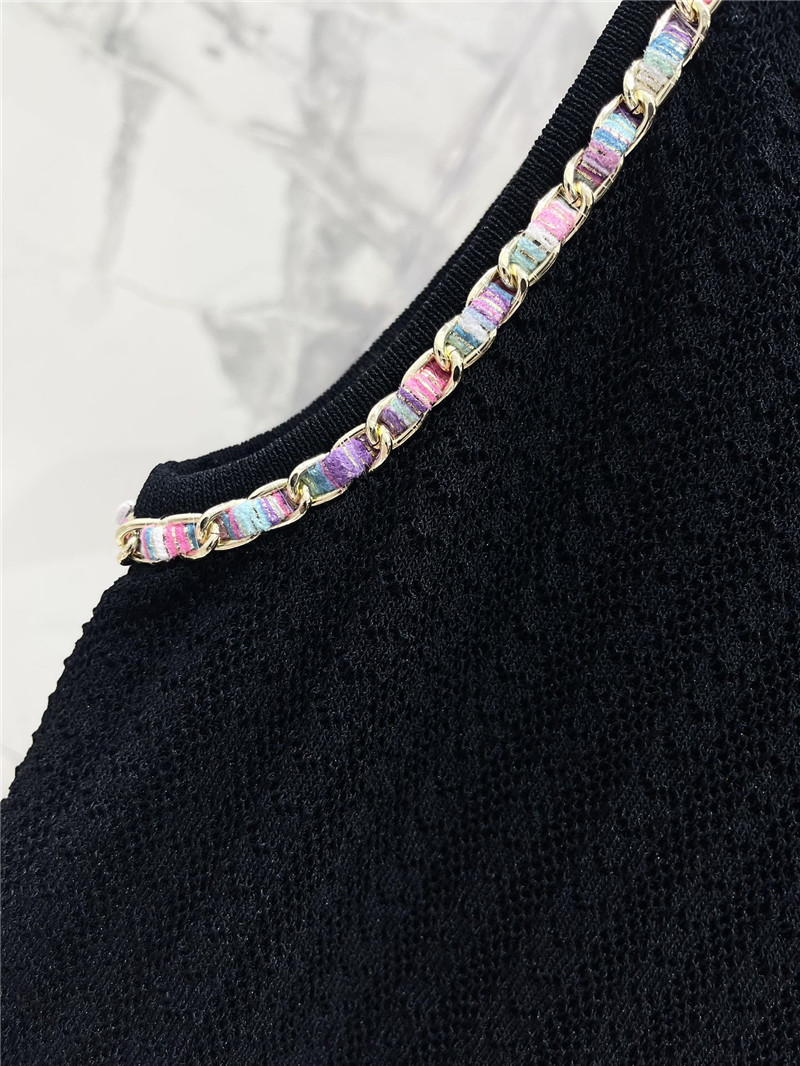 Ch**el double c color chain knitted camisole replica clothes