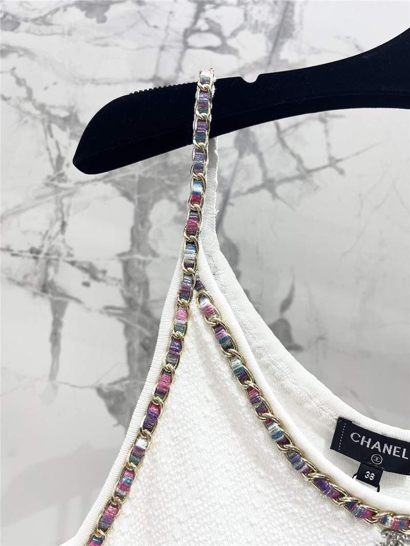 Ch**el double c color chain knitted camisole replica clothes