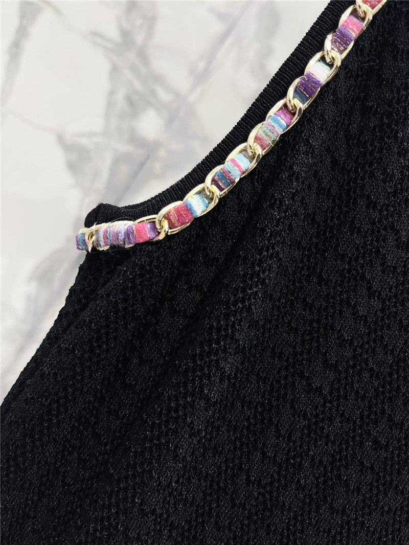 Ch**el double c color chain knitted camisole dress replica clothing