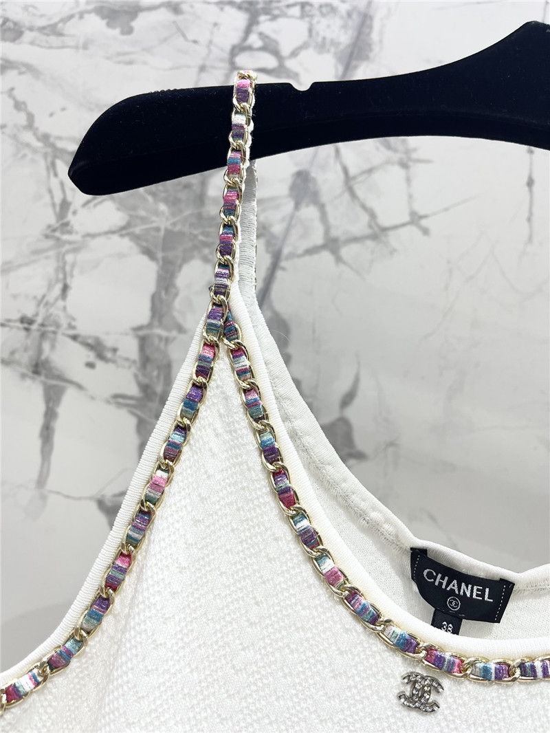 Ch**el double c color chain knitted camisole dress replica clothing