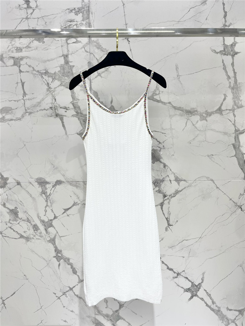 Ch**el double c color chain knitted camisole dress replica clothing