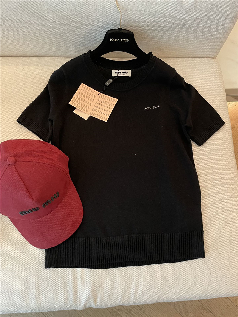 M1um1u logo short-sleeved sweater replica d&g clothing