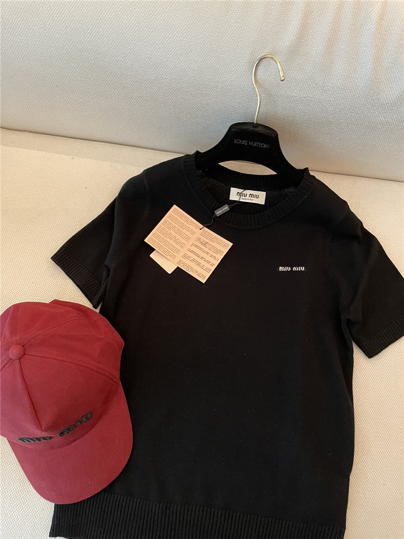 M1um1u logo short-sleeved sweater replica d&g clothing