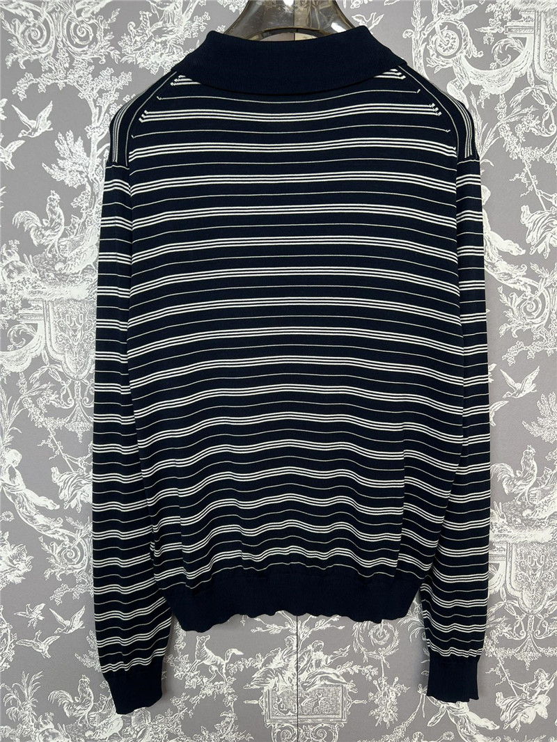 M1um1u new striped knitted polo long-sleeved replicas clothes
