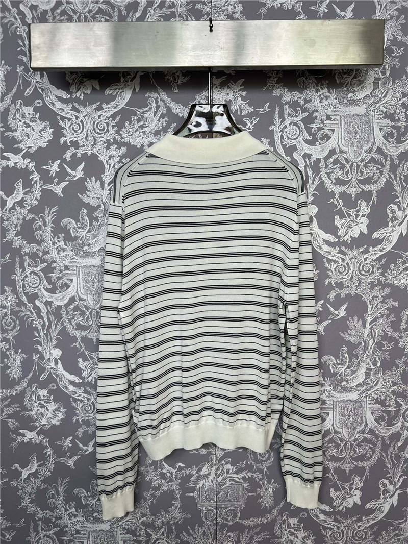 M1um1u new striped knitted polo long-sleeved replicas clothes